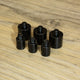 Bobbin Add-on Weights in black, various sizes, compatible with M5 threaded bobbins, 3 per pack.