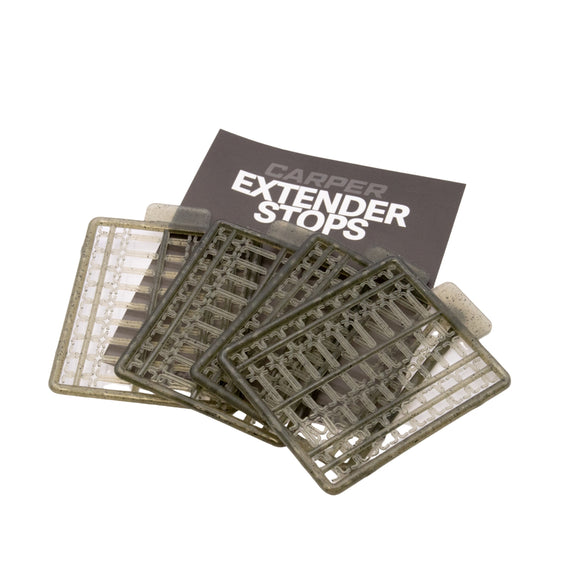Extending Hair Stops for fishing in reusable camo finish with packaging displayed.