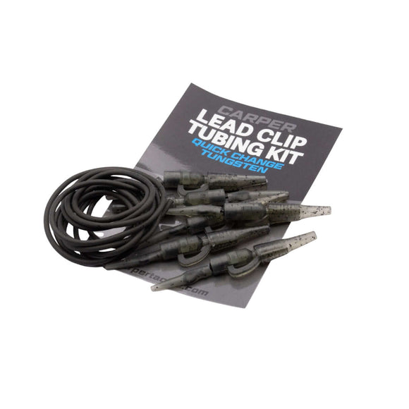 Tungsten Lead Clip Tubing Kit with quick-change system and camo finish.