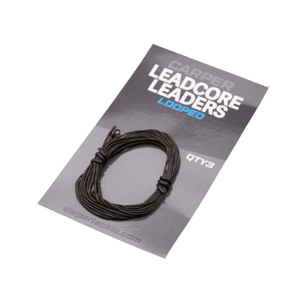 Looped leadcore fishing leaders packaging showing three leaders per pack.
