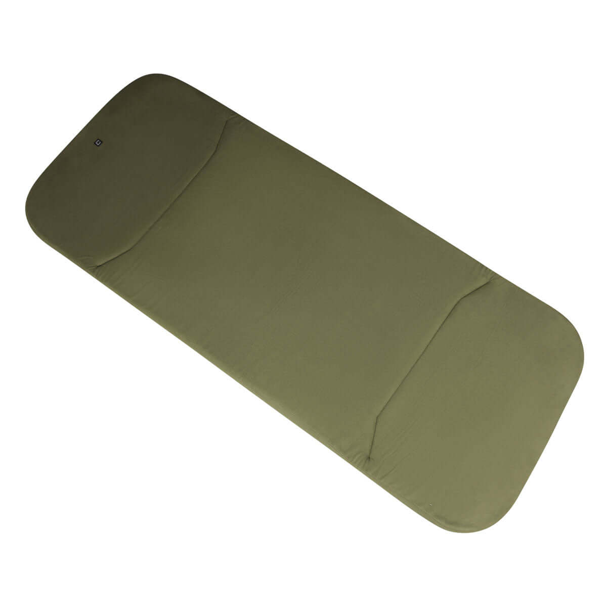 Memory foam topper for carp fishing with fleece cover and fixing straps, easily portable in carry bag.