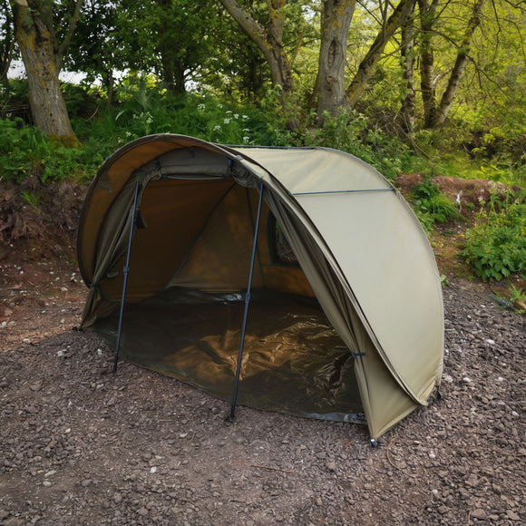Speedflex V2 Bivvy & Overwrap bundle showcasing the tent design in a natural outdoor setting.